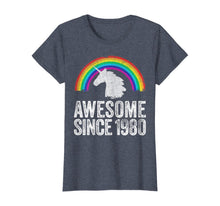Load image into Gallery viewer, 1980 40th Birthday Gift Unicorn Rainbow 40 Years Old Women T-Shirt