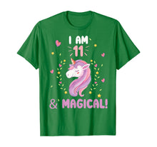 Load image into Gallery viewer, I am 11 &amp; Magical Happy Birthday 11 Years Old Unicorn tee T-Shirt