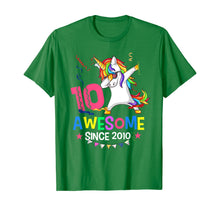 Load image into Gallery viewer, Girls 10th 10yr Birthday Unicorn Dabbing Awesome Since 2010 T-Shirt