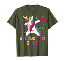 Load image into Gallery viewer, 10th Birthday Dabbing Unicorn Awesome Since 2010 Party T-Shirt