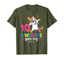Load image into Gallery viewer, Girls 10th 10yr Birthday Unicorn Dabbing Awesome Since 2010 T-Shirt