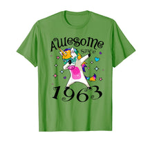 Load image into Gallery viewer, Women Dabbing Unicorn Awesome Since 1963 57th Birthday T-Shirt