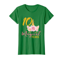 Load image into Gallery viewer, 10 Years Old Birthday Girl Gift Unicorn 10th Birthday T-Shirt
