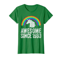 Load image into Gallery viewer, 1980 40th Birthday Gift Unicorn Rainbow 40 Years Old Women T-Shirt