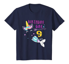 Load image into Gallery viewer, 9th Birthday Girl Unicorn Mermaid Tail 9 Years Old Shirt