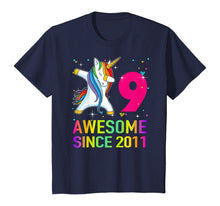 Load image into Gallery viewer, 9 Years Old 9th Birthday Unicorn Dabbing For Girl Party T-Shirt