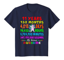 Load image into Gallery viewer, 11 Yrs Old 132 Months of Being Awesome 11th Birthday Unicorn T-Shirt