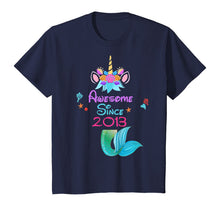 Load image into Gallery viewer, Girls Awesome Since 2013-7th Birthday Unicorn Mermaid Party T-Shirt