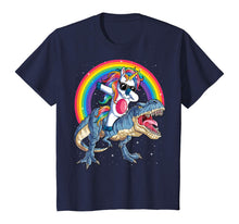 Load image into Gallery viewer, Dabbing Unicorn Dinosaur T rex T shirt Kids Girls Boys Space