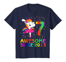 Load image into Gallery viewer, Kids 7 Years Old 7th Birthday Unicorn Dabbing Awesome Since 2013 T-Shirt