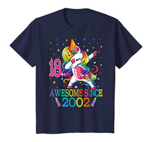 Load image into Gallery viewer, Awesome Since 2002 Dabbing Unicorn 18th Birthday Gift Girls T-Shirt