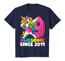 Load image into Gallery viewer, Awesome Since 2011 Dabbing Unicorn 9th Birthday Gift Girls T-Shirt