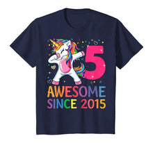 Load image into Gallery viewer, Awesome Since 2015 Dabbing Unicorn 5th Birthday Gift Girls T-Shirt