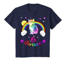 Load image into Gallery viewer, cool cute unique six 6th birthday tee shirt unicorn cat tee T-Shirt