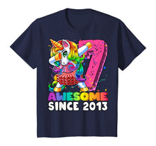 Load image into Gallery viewer, Awesome Since 2013 Dabbing Unicorn Tutu 7th Birthday Gift T-Shirt