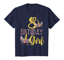 Load image into Gallery viewer, 8 Years Old Birthday Girl Gift Unicorn 8th Birthday T-Shirt