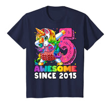 Load image into Gallery viewer, Awesome Since 2015 Dabbing Unicorn Tutu 5th Birthday Gift T-Shirt
