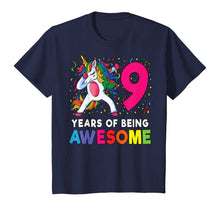 Load image into Gallery viewer, 9th Birthday Dabbing Unicorn Party Gift 9 Years Old Girls T-Shirt