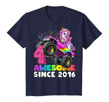 Load image into Gallery viewer, Awesome Since 2016 Unicorn Monster Truck 4th Birthday Gift T-Shirt