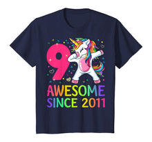 Load image into Gallery viewer, 9 Years Old 9th Birthday Unicorn Dabbing Shirt Girl Party T-Shirt