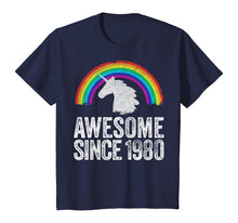 Load image into Gallery viewer, 1980 40th Birthday Gift Unicorn Rainbow 40 Years Old Women T-Shirt