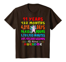 Load image into Gallery viewer, 11 Yrs Old 132 Months of Being Awesome 11th Birthday Unicorn T-Shirt