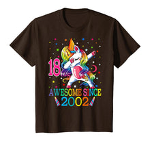 Load image into Gallery viewer, Awesome Since 2002 Dabbing Unicorn 18th Birthday Gift Girls T-Shirt