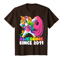 Load image into Gallery viewer, Awesome Since 2011 Dabbing Unicorn 9th Birthday Gift Girls T-Shirt
