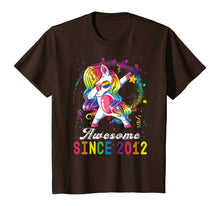 Load image into Gallery viewer, Girls Awesome Since 2012, 8th Birthday Unicorn Dabbing Cute T-Shirt