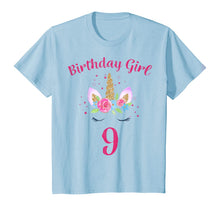 Load image into Gallery viewer, Kids 9th Birthday Girl Unicorn Shirt 9th Birthday Outfit