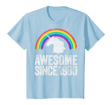 Load image into Gallery viewer, 1980 40th Birthday Gift Unicorn Rainbow 40 Years Old Women T-Shirt