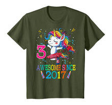 Load image into Gallery viewer, 3rd Birthday Unicorn Awesome Since 2017 T-Shirt