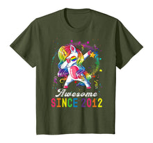 Load image into Gallery viewer, Girls Awesome Since 2012, 8th Birthday Unicorn Dabbing Cute T-Shirt