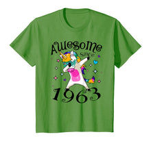 Load image into Gallery viewer, Women Dabbing Unicorn Awesome Since 1963 57th Birthday T-Shirt