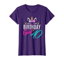 Load image into Gallery viewer, Womens Birthday Girl 40 Year Old Gift Cute Unicorn Face 40th Bday T-Shirt