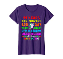Load image into Gallery viewer, 11 Yrs Old 132 Months of Being Awesome 11th Birthday Unicorn T-Shirt