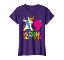 Load image into Gallery viewer, 9 Years Old 9th Birthday Unicorn Dabbing For Girl Party T-Shirt