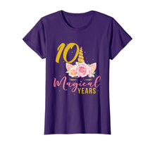 Load image into Gallery viewer, 10 Years Old Birthday Girl Gift Unicorn 10th Birthday T-Shirt