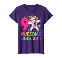 Load image into Gallery viewer, 9 Years Old 9th Birthday Unicorn Dabbing Shirt Girl Party T-Shirt