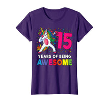 Load image into Gallery viewer, 15th Birthday Dabbing Unicorn Party Gift 15 Years Old Girls T-Shirt