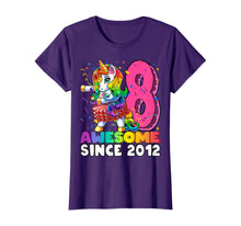 Load image into Gallery viewer, Awesome Since 2012 Flossing Unicorn Tutu 8th Birthday Gift T-Shirt