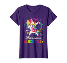 Load image into Gallery viewer, Girls Awesome Since 2012, 8th Birthday Unicorn Dabbing Cute T-Shirt