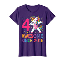 Load image into Gallery viewer, 4 Years Old 4th Birthday Unicorn Dabbing Shirt Girl Party T-Shirt