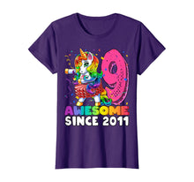 Load image into Gallery viewer, Awesome Since 2011 Flossing Unicorn Tutu 9th Birthday Gift T-Shirt