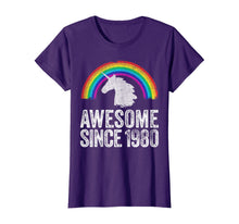Load image into Gallery viewer, 1980 40th Birthday Gift Unicorn Rainbow 40 Years Old Women T-Shirt