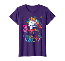 Load image into Gallery viewer, 3rd Birthday Unicorn Awesome Since 2017 T-Shirt