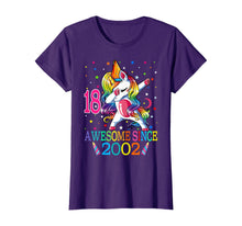 Load image into Gallery viewer, Awesome Since 2002 Dabbing Unicorn 18th Birthday Gift Girls T-Shirt