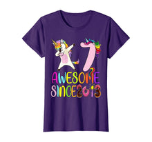 Load image into Gallery viewer, 7 year 7th birthday party dabbing unicorn awesome since 2013 T-Shirt