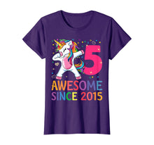 Load image into Gallery viewer, Awesome Since 2015 Dabbing Unicorn 5th Birthday Gift Girls T-Shirt