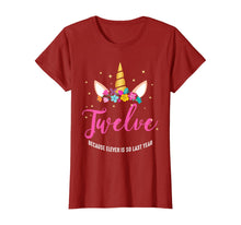 Load image into Gallery viewer, 12 Years Old Birthday Girl Gifts Unicorn 12th Birthday T-Shirt